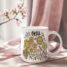 É Okay Para Caneca De Café Floral Boho