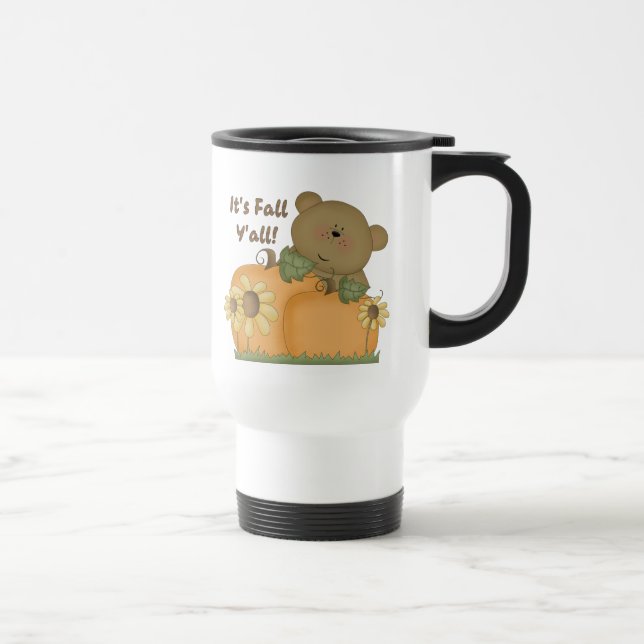 "É outono Y'all" Caneca de viagem do Urso de Teddy (Direita)