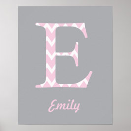 "E" Personalizado de Nome Cor-de-Rosa Poster