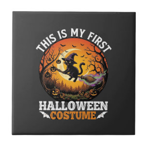 É Primeiro Fantasia de Halloween Gato Preto Vassou