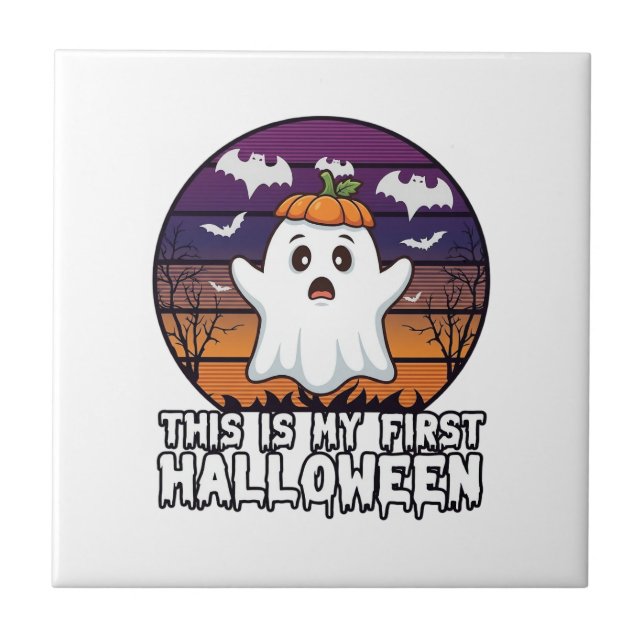 É Primeiro Fantasma de Halloween Abóbora Chapéu Mo (Frente)