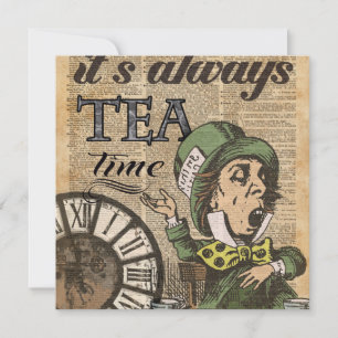 "É sempre hora do chá" Mad Hatter Dictionary Art
