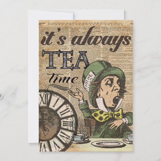 "É sempre hora do chá" Mad Hatter Dictionary Art (Frente)