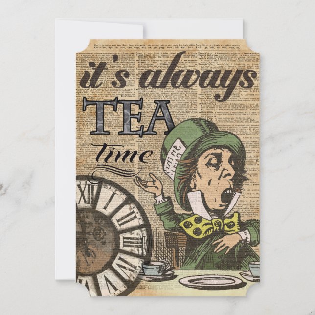 "É sempre hora do chá" Mad Hatter Dictionary Art (Frente)