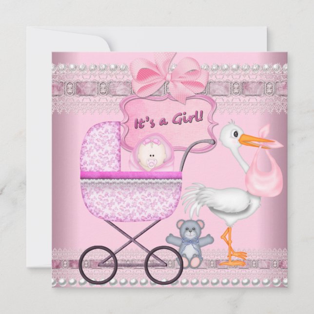 É um Anúncio de Bebê Menina Carrinho Rosa (Frente)