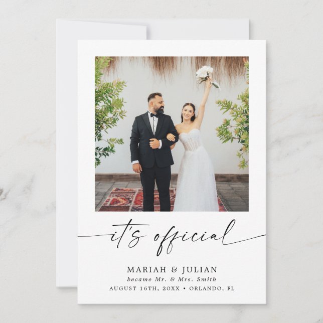 É um Anúncio de Casamento com Foto Oficial (Frente)