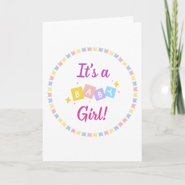 É um Anúncio de Nascimento Bebê Rosa Menino (Frente)