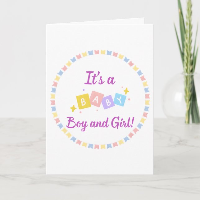 É um Anúncio de Nascimento de Bebê e Gêmeas (Frente)