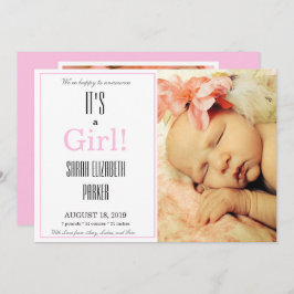 É um anúncio de nascimento de menina MultiCartão c