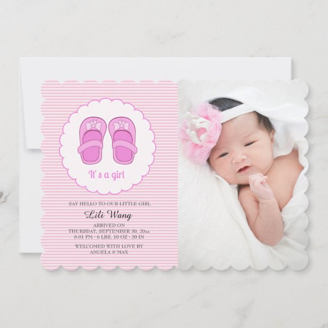 É um anúncio de nascimento de uma garota (Frente)