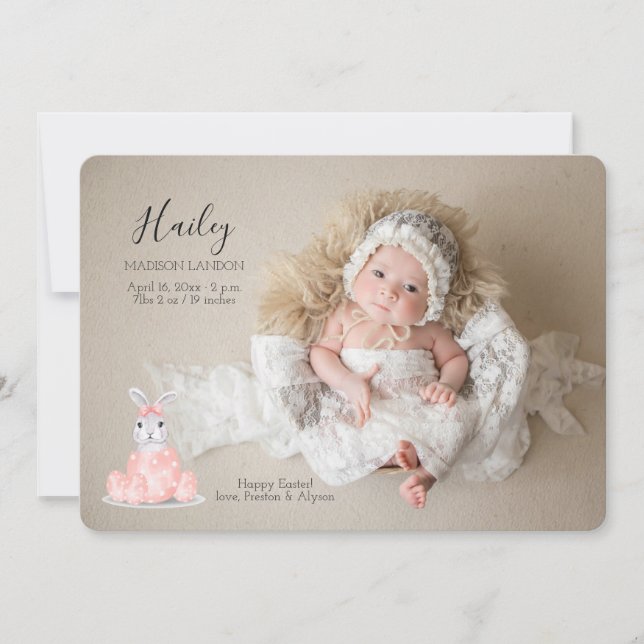 É um anúncio de nascimento de uma Páscoa fotográfi (Frente)