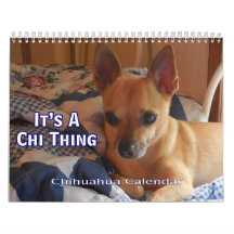 É um calendário da chihuahua da coisa do qui