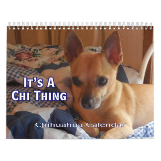É um calendário da chihuahua da coisa do qui