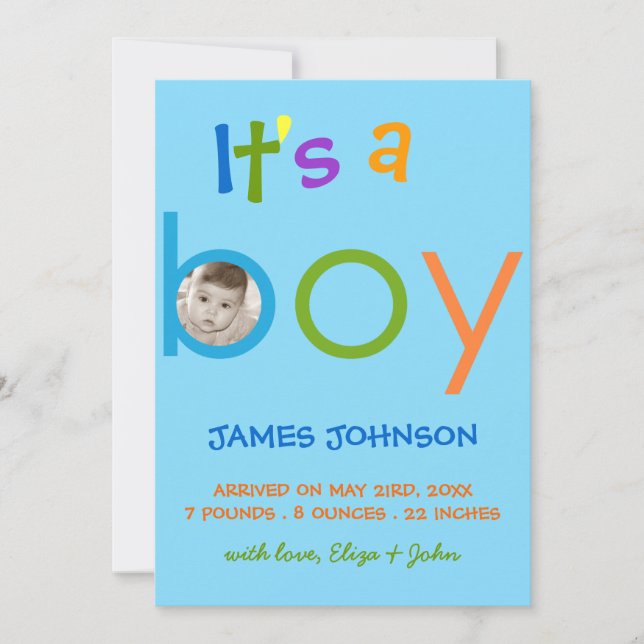 É um Cartão com fotos de anúncio de nascimento (Frente)