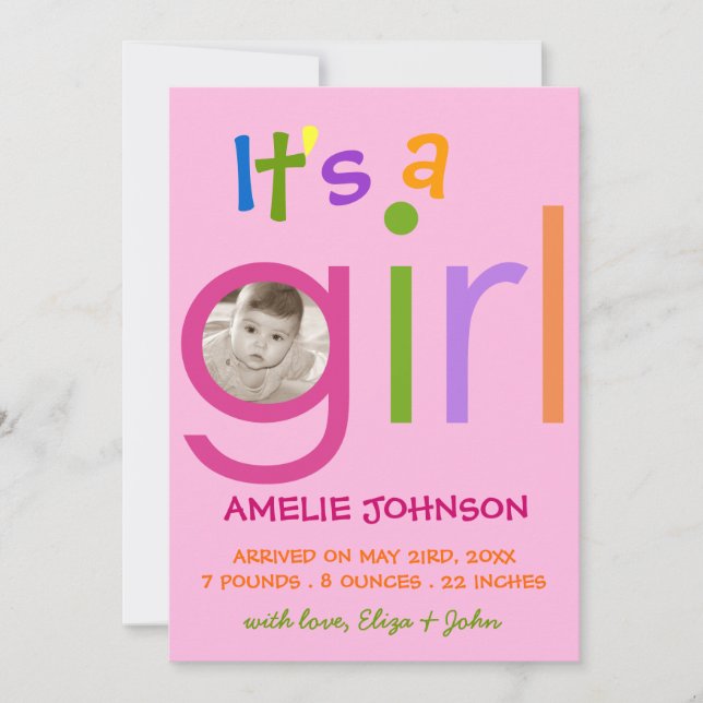 É um Cartão com fotos de Anúncio de Nascimento de  (Frente)