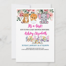 É um cartão de convite para chá de fraldas