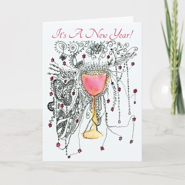 É um Cartão de Férias Personalizável de Ano Novo (Frente)