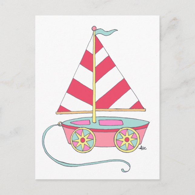 É um cartão do veleiro do brinquedo da menina (Frente)