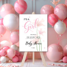 É um Cartaz de Boas-Vindas com Flores Rosa Suave M