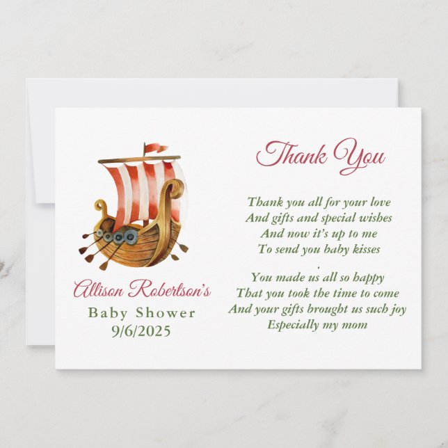 É um Cartões de agradecimentos de Chá de fraldas d (Frente)