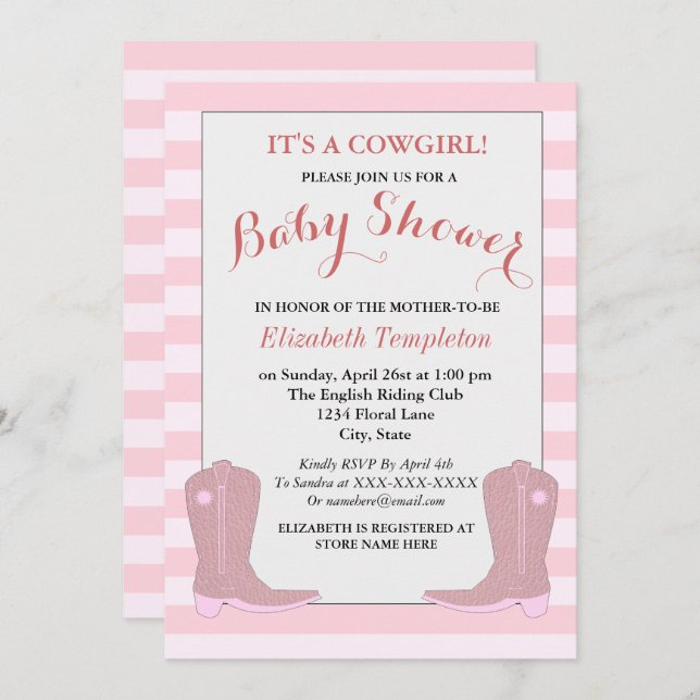 É um Cartões de Chá de fraldas de Cowgirl Country (Frente/Verso)