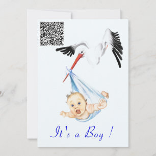 É um Chá de Boy Stork Baby Boy Conite Código QR