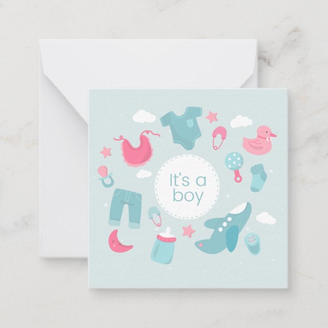 É um convite de Chá de fraldas/menino (Frente)