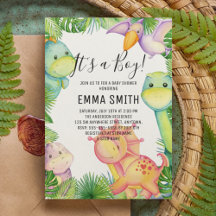 É um Convite de Festa de Chá de Bebê Dinossauro Me