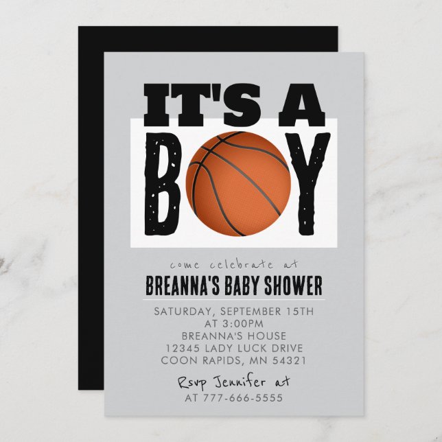 É um Convite de festas de Chá de fraldas de basque (Frente/Verso)