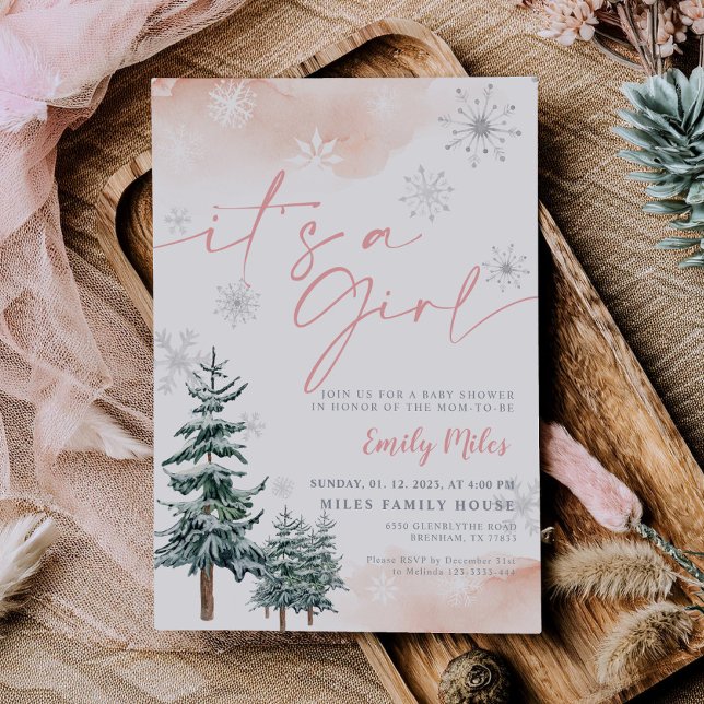 É um convite feminino, chá de fraldas de inverno (Criador carregado)