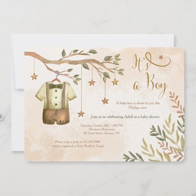 É um convite para bebês de queda (Frente)