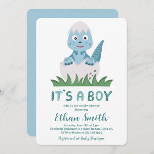 É um convite para Chá de fraldas de Dinossauro Bon