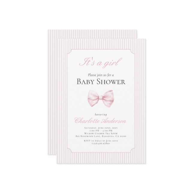 É um convite para Chás de fraldas de meninas (Frente/Verso In Situ)