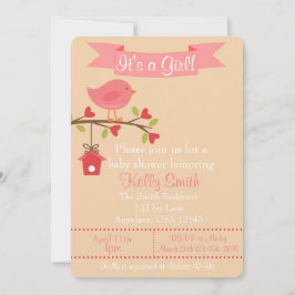 É um convite para Chás de fraldas de pássaros Rosa