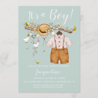 É um convite para Chás de fraldas Floral Boy