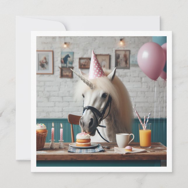 É um dia mágico! Convite de aniversário do Unicorn (Frente)