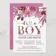 É um garoto Lila e um Dourado Chá de fraldas Confe