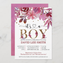 É um garoto Lila e um Dourado Chá de fraldas Confe