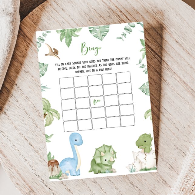 É um Jogo de Bingo para Chás de Bebê de Dinossauro (It's A Boy Dinosaur Baby Shower Game)