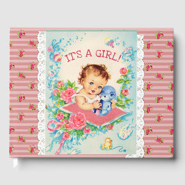 É um Livro de Chás de fraldas de Menina Vintage