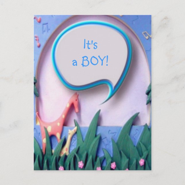 É um MENINO Anúncio de Novo Bebê (Frente)