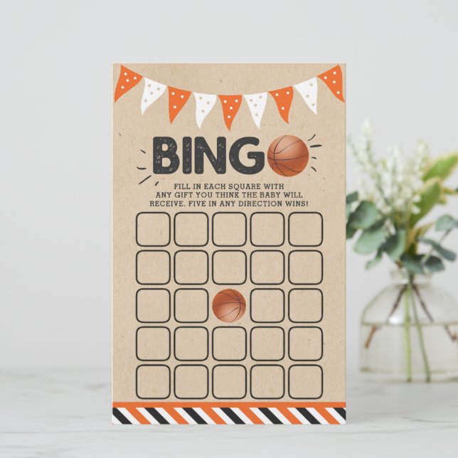 É um menino! Bingo de Chá de fraldas de Basquete (Em pé/Frente)
