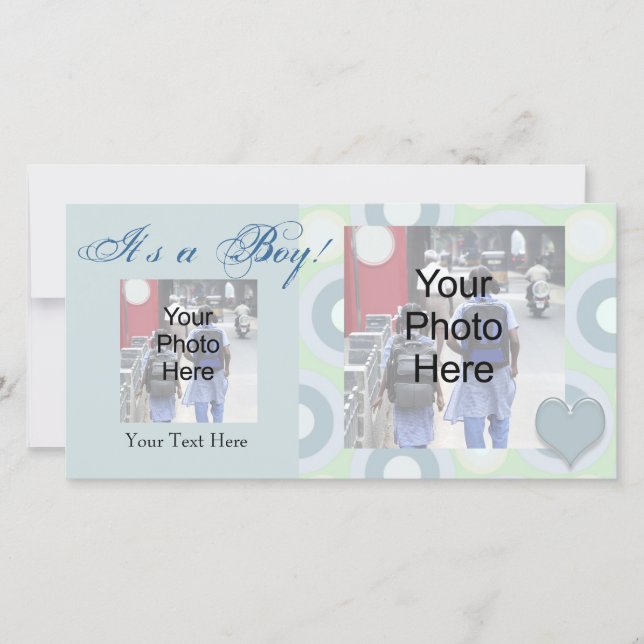 É um menino! Cartão de Anúncio de Nascimento de Fo (Frente)