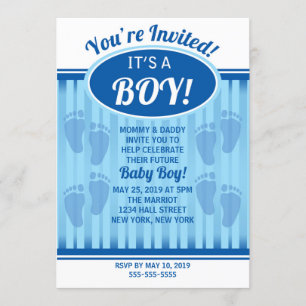 É um menino! Convite para chás de fraldas