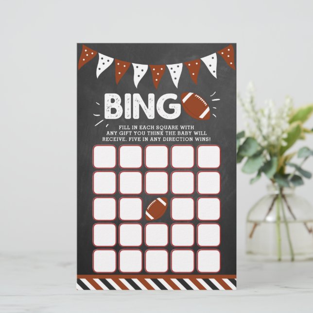 É um menino! Futebol Themed Chá de fraldas Bingo (Em pé/Frente)