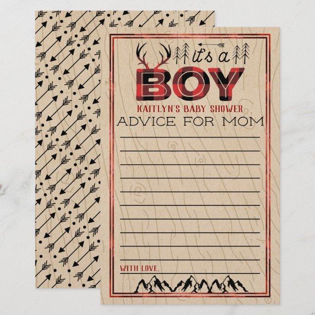 É um menino! Xadrez russa Lumberjack Baby Advice (Frente/Verso)