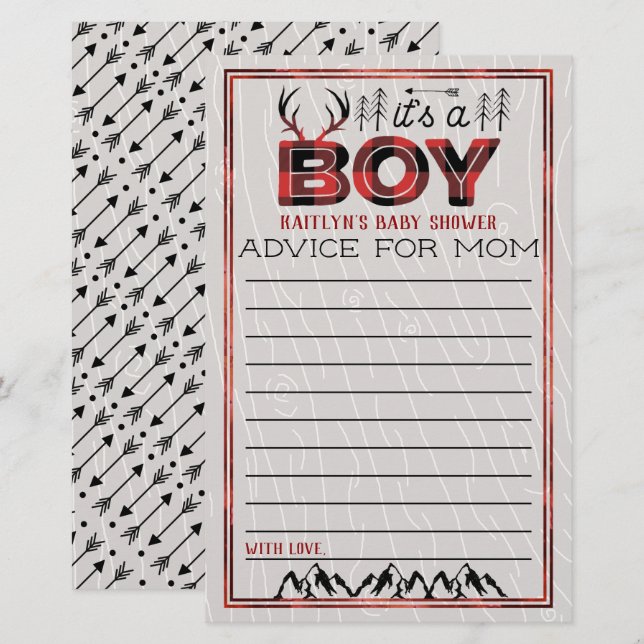 É um menino! Xadrez russa Lumberjack Baby Advice (Frente/Verso)