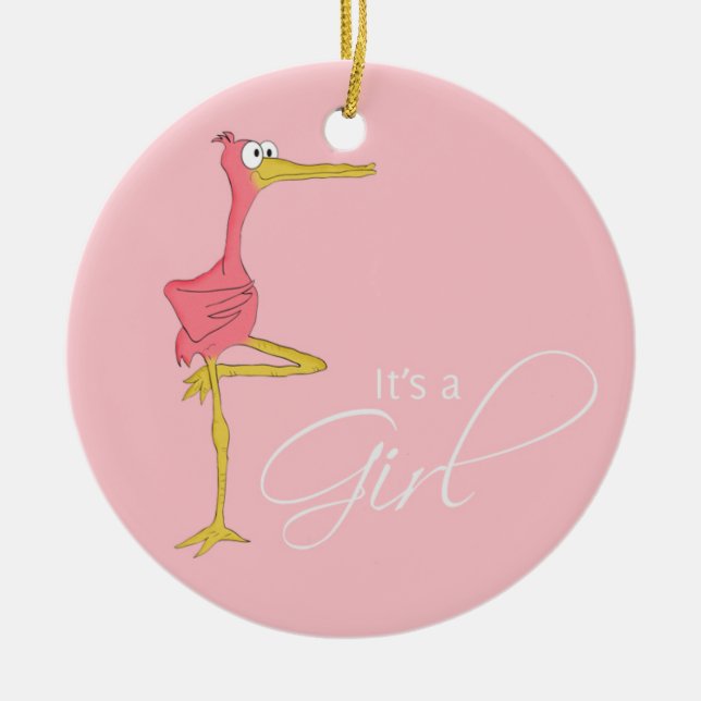 É um ornamento da cegonha da menina (Frente)