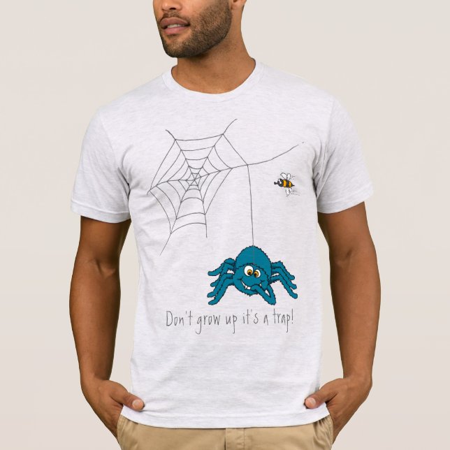 É uma aranha azul armadilha e a camiseta mosca (Frente)