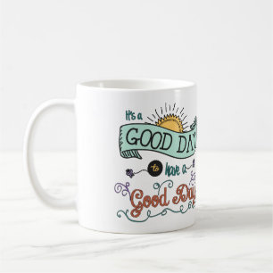 É uma caneca de café colorida daqui até janeiro